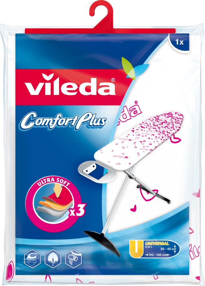 Vileda Comfort Plus Ironing board top cover Pink/White gludināmais dēlis, veļas žāvētājs