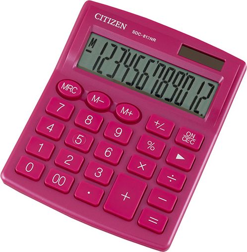 Kalkulator Citizen Citizen kalkulator SDC812NRPKE, rozowa, biurkowy, 12 miejsc, podwojne zasilanie SDC812NRPKE (4560196212701) kalkulators