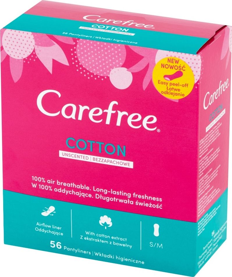 Carefree Carefree Cotton Wkladki higieniczne Uscented - bezzapachowe 1op.-56szt 516314 (3574661486314) kosmētika ķermenim