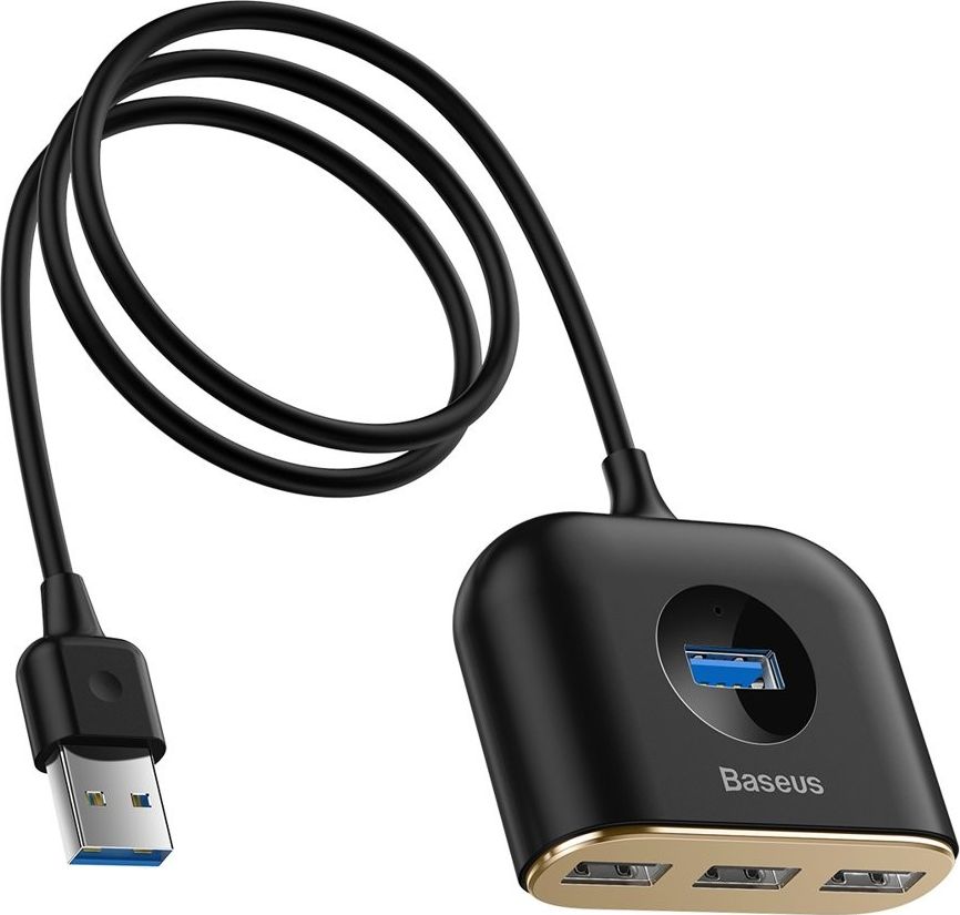 Baseus CAHUB-AY01 4-in-1 Square Round USB Adapter, HUB USB 3.0 to 1x USB 3.0 + 3x USB 2.0, 1m black USB centrmezgli