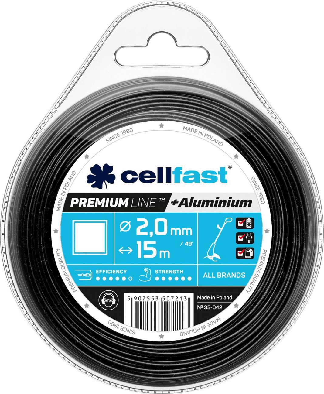 Cellfast zylka tnaca premium 2,0mm/15m kwadrat (35-042) 35-042 (5907553507213) Zāles pļāvējs - Trimmeris