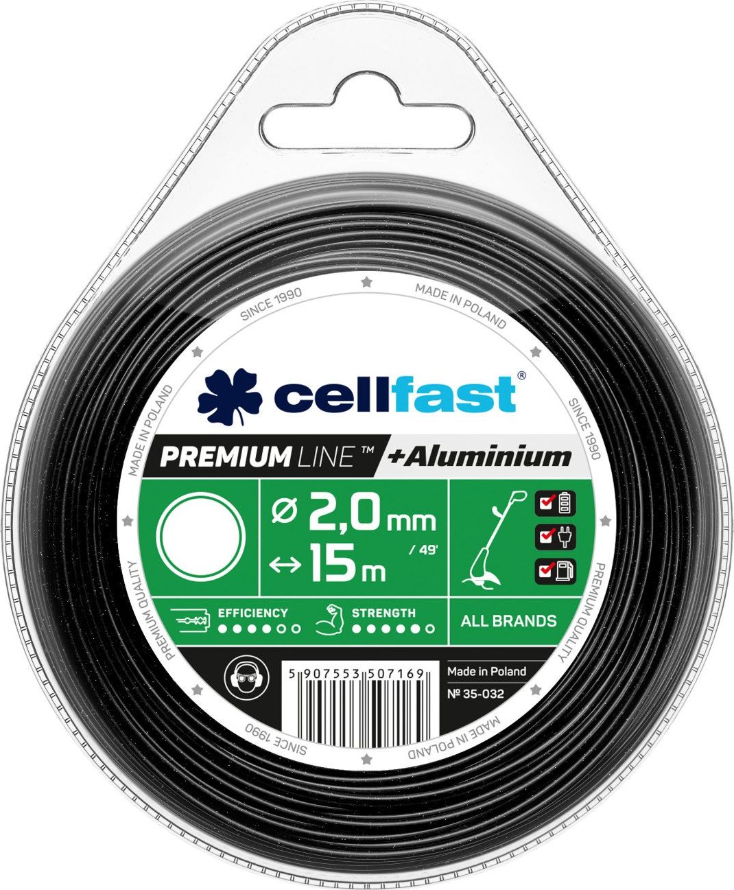 Cellfast zylka tnaca premium 2,4mm/15m okragla (35-033) 35-033 (5907553507176) Zāles pļāvējs - Trimmeris