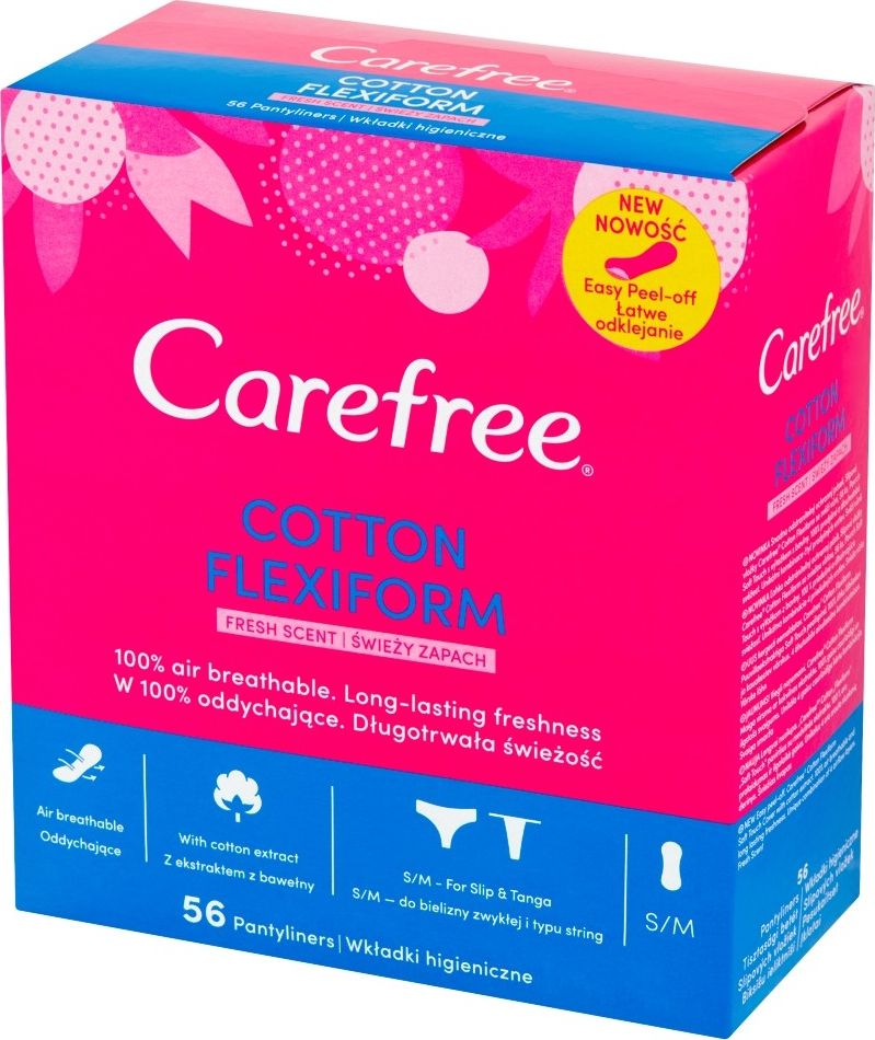 Carefree Carefree Cotton Flexiform Wkladki higieniczne Fresh Scent - swiezy zapach 1op.-56szt 512187 (3574661482187) kosmētika ķermenim