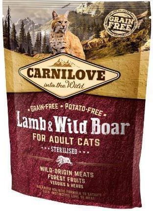 CARNILOVE 2kg CAT STERILIZED LAMB WILD kaķu barība