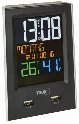 Stacja pogody TFA Charge IT Wireless Alarm Clock (60.2537.01) barometrs, termometrs