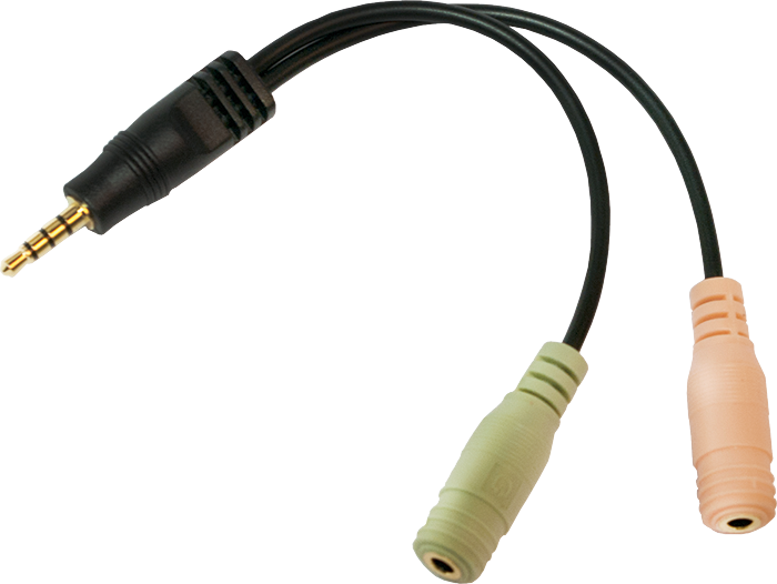 LogiLink CA0021 Audio Klinken Adapter 4-polig, 3.5mm Klinken Stecker auf 2x 3.5mm Buchse kabelis, vads