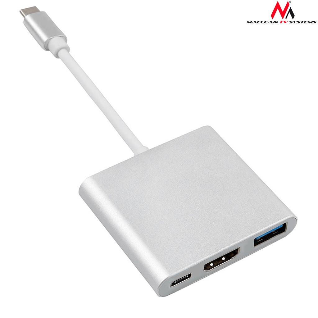 Maclean MCTV-840 Adapter USB-C - HDMI / USB 3.0 / USB-C metal housing 4K OTG USB kabelis