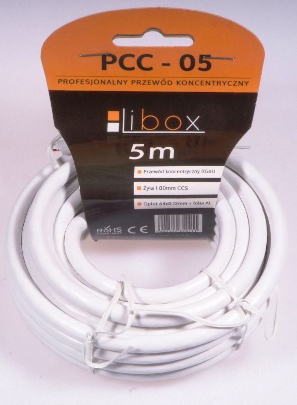 Aerial cable RG6 5m PCC05 LIBOX kabelis, vads