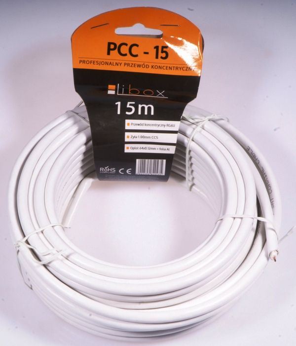 Aerial cable RG6 15m PCC15 LIBOX kabelis, vads