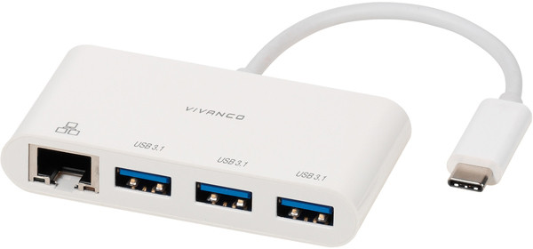 Vivanco adapteris USB-C - LAN + hub 3 portu (45388) 4008928453881 kabelis, vads