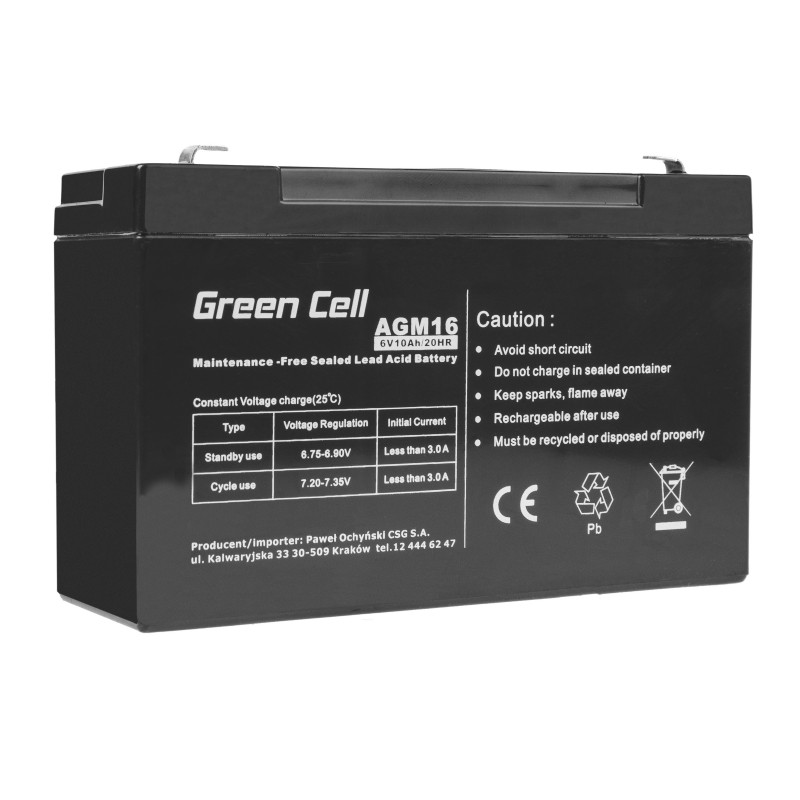 Green Cell AGM16 UPS battery Sealed Lead Acid (VRLA) 6 V 10 Ah UPS aksesuāri