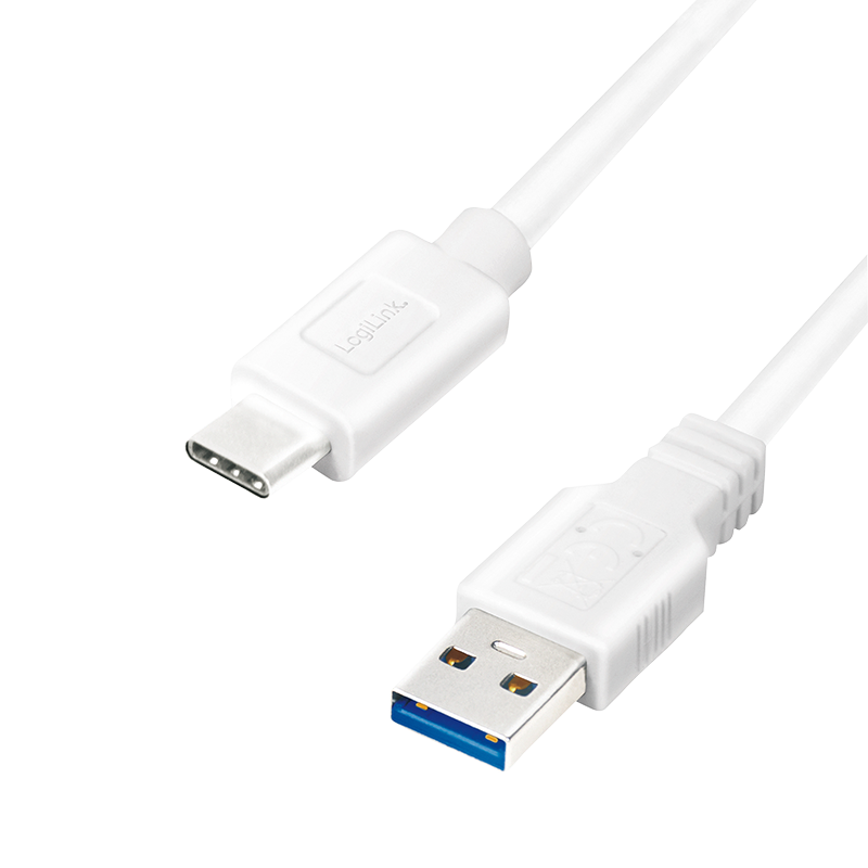 LOGILINK - USB 3.2 Gen1x1 cable, USB-A male to USB-C male, white, 1m USB kabelis