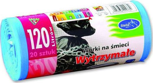 Stella Pack STELLA PACK Worki na smieci wytrzymale niebieskie 120l, 20 sztuk na rolce PP0211 (5903936009732) atkritumu tvertne