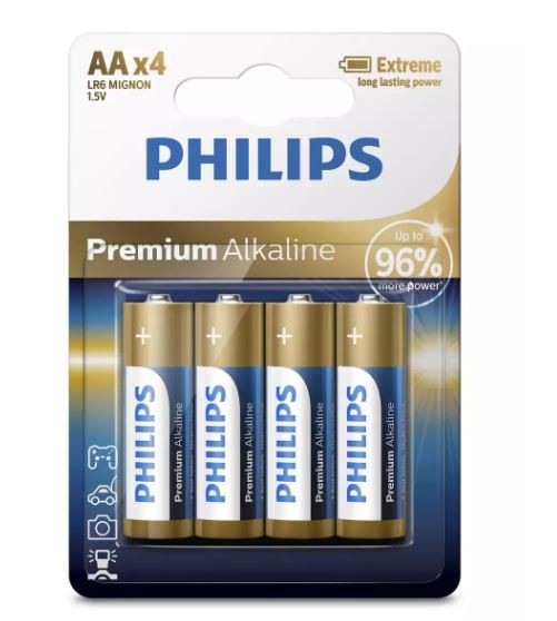 1x4 Philips Premium Alkaline AA AA Batterie Baterija