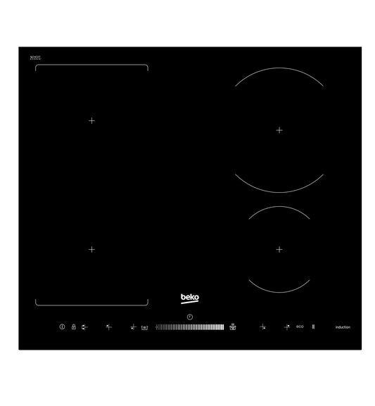 BEKO HII64500FHT 60 cm, INDUCTION, TouchSlider, Black color (bojāts iepak., neliels skrāpējums uz stikla) plīts virsma