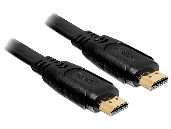 Delock High Speed HDMI with Ethernet A male / male flat 5.0m kabelis video, audio