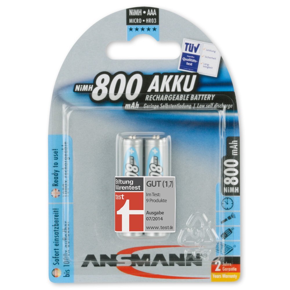 Ansmann 1x2 maxe Akku NiMh Micro 800 mAh deutsch Baterija