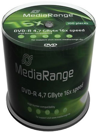 DVD-R MediaRange 4.7GB 100pcs Spindel 16x matricas