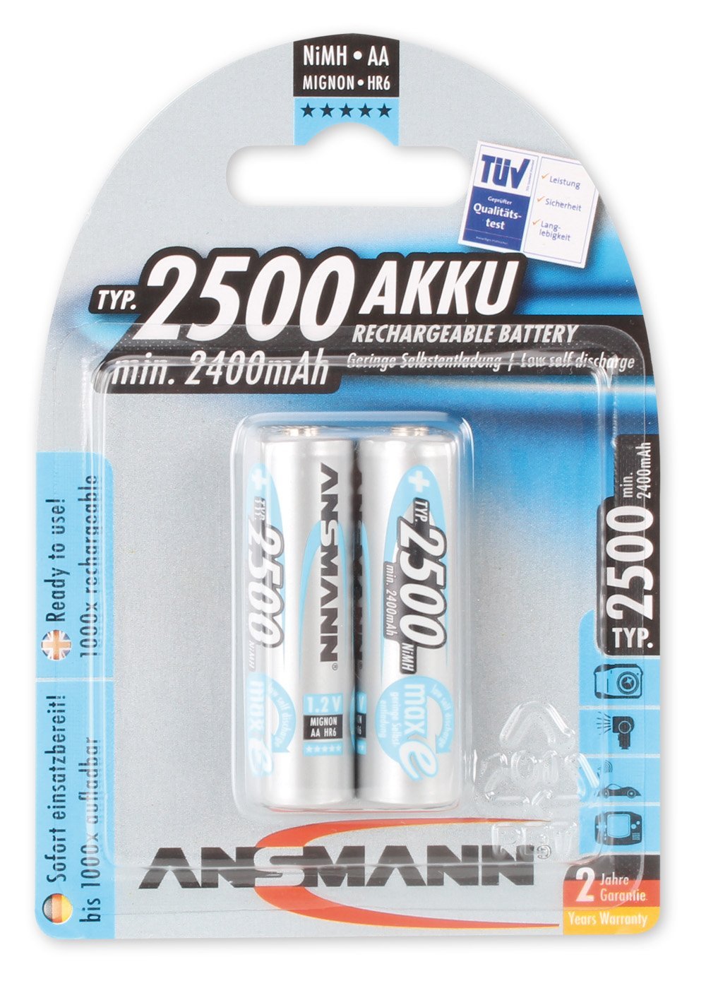 Ansmann 1x2 maxe plus Akku NiMH Mignon 2500 mAh deutsch Baterija