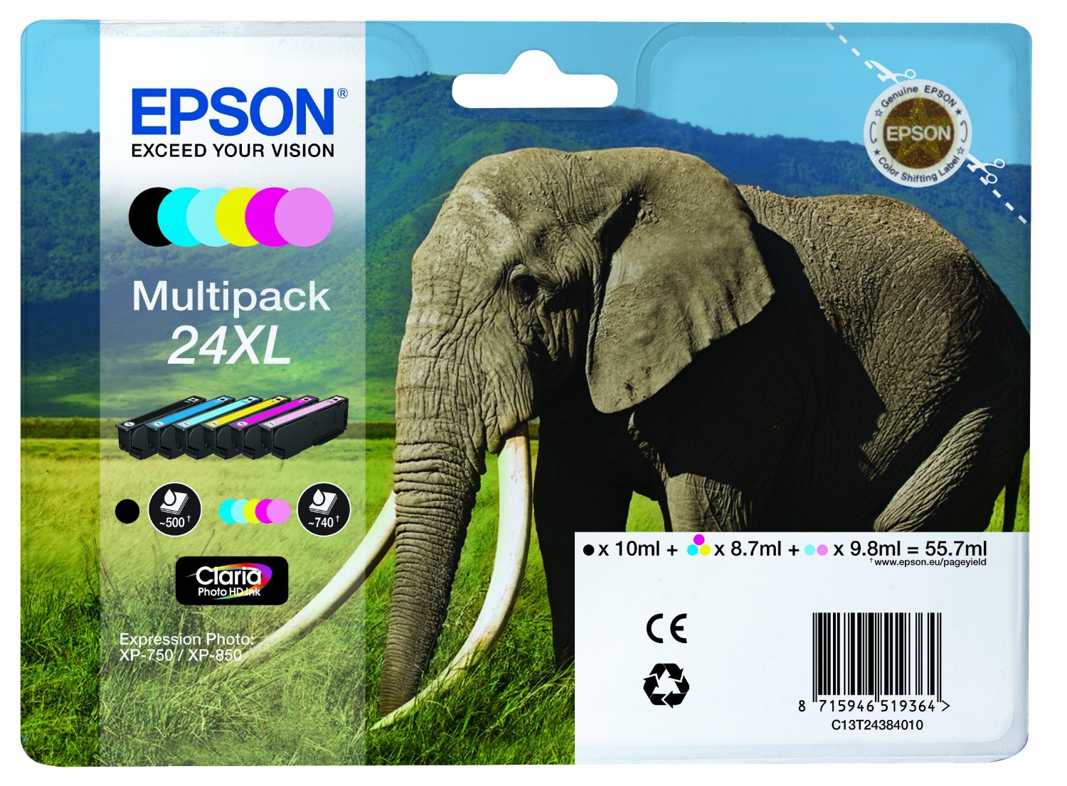 Ink Epson Multipack 6-colours 24XL Claria Photo HD kārtridžs