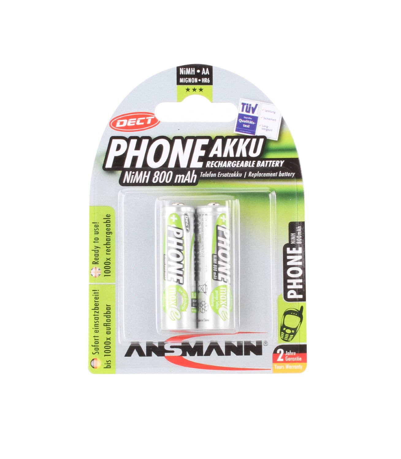 Ansmann 1x2 Akku NiMH Mignon 800 mAh f. Dect Baterija