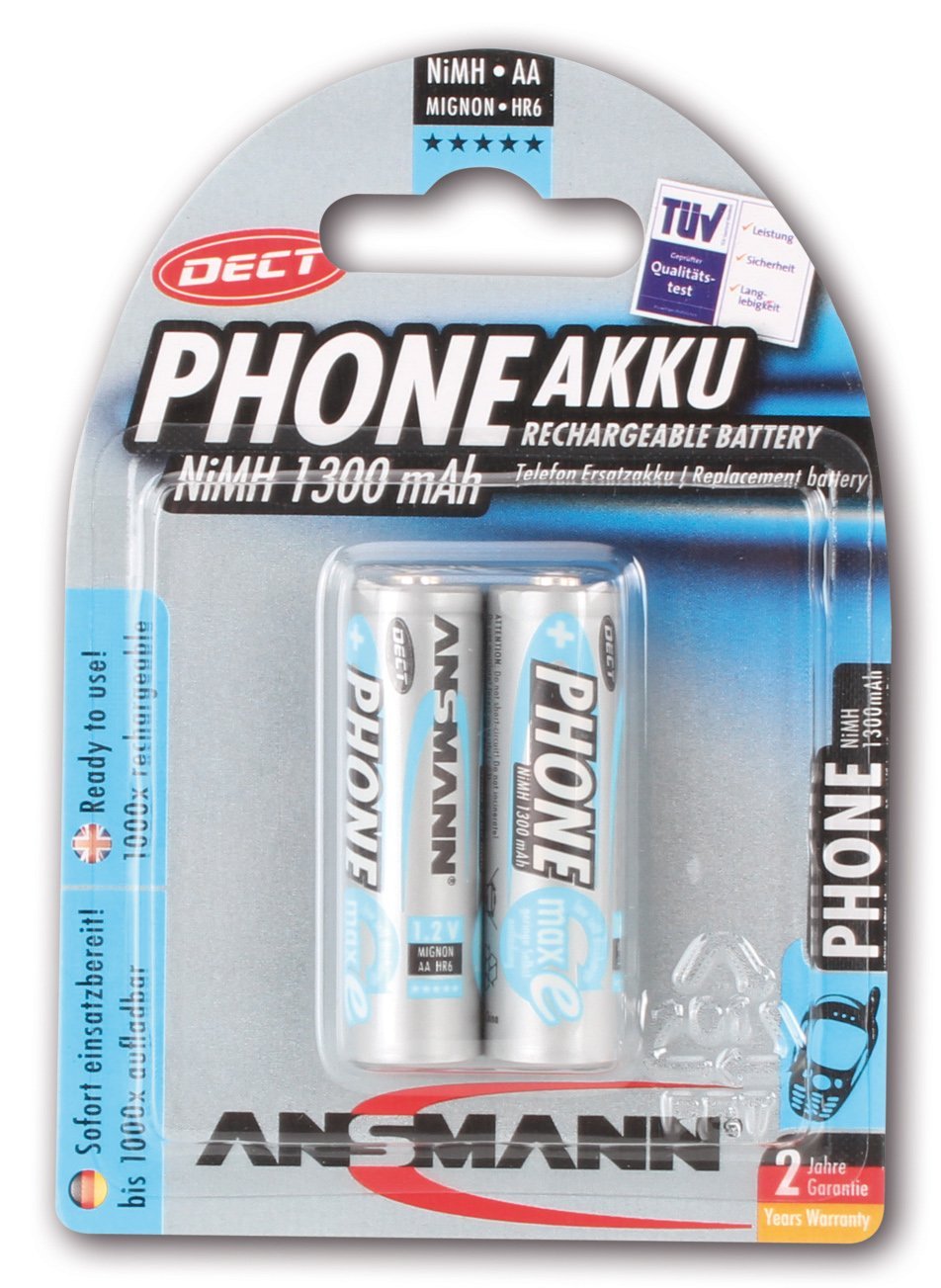 Ansmann 1x2 Akku NiMh Mignon 1300 mAh f. Dect Baterija