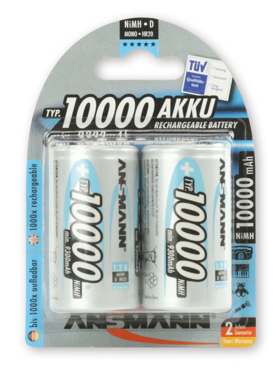 Ansmann 1x2 Akku NiMH Mono 10.000 mAh Baterija