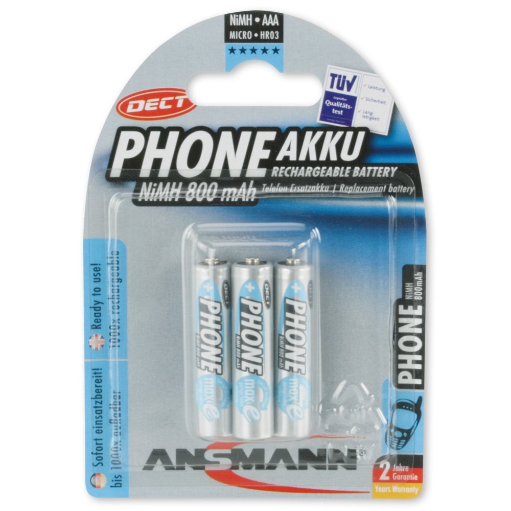 Ansmann 1x3 Akku NiMH Micro 800 mAh f. Dect Baterija