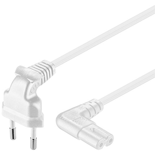 Goobay - Euro power cable 2-pin - angled 90 degrees - white - 2 m kabelis, vads