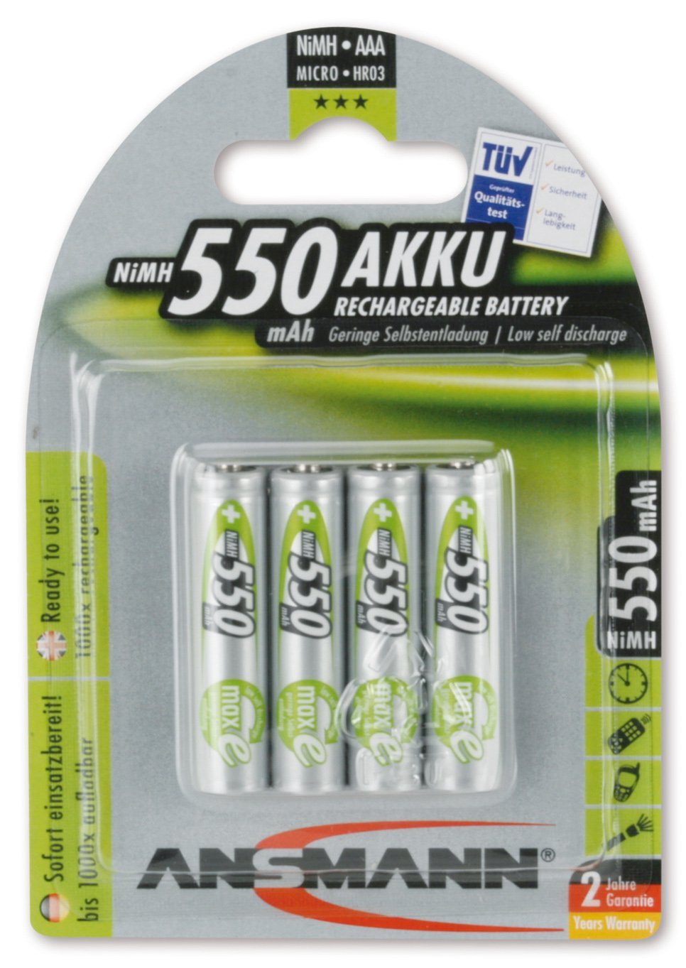 Ansmann 1x4 Akku NiMH Micro 550 mAh Baterija