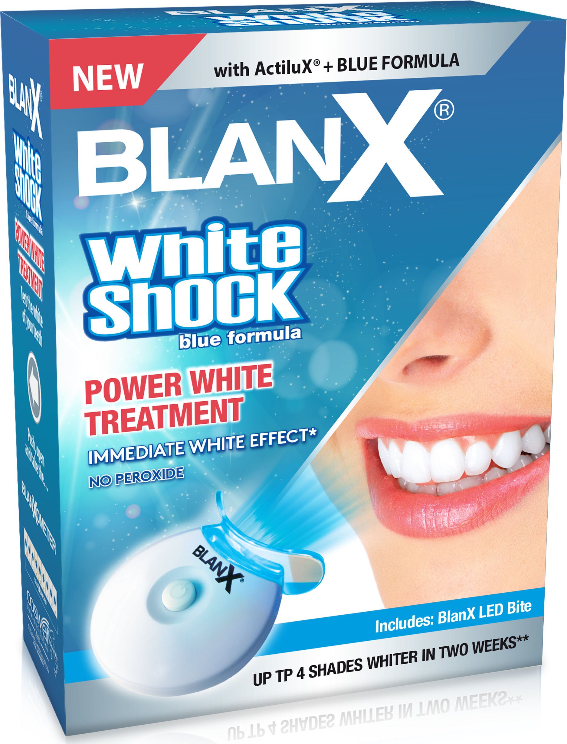 BlanX Whitening System White Shock paste 50 ml + LED Bite mutes higiēnai