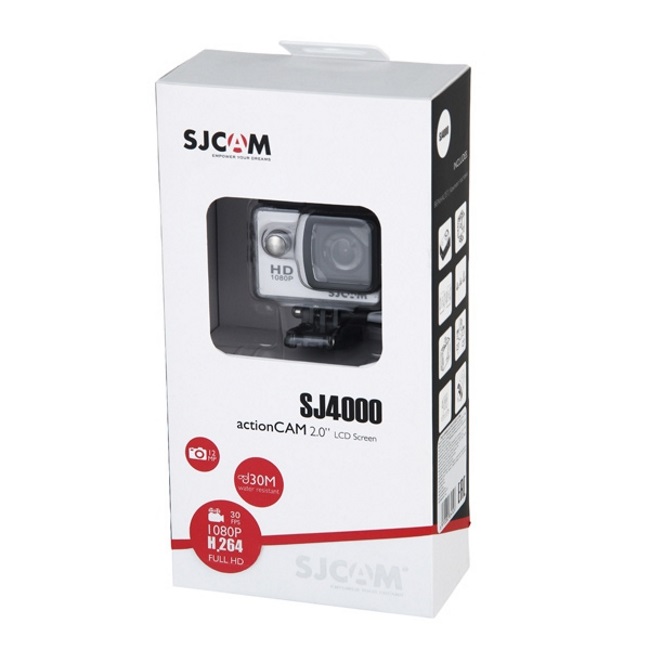 SJCam SJ4000 Ūdendroša 30m Sporta Kamera 12MP 170 grādi 1080p HD 30fps 2.0" LCD Ekrāns Balta sporta kamera