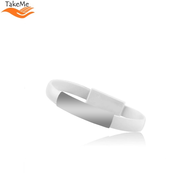 TakeMe 2in1 Eleganta Rokassprādze & ātrās uzlādes 2.1A Datu un Uzlādes USB uz Lightning vads (21cm) Balts USB kabelis