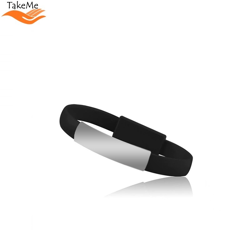 TakeMe 2in1 Eleganta Rokassprādze & ātrās uzlādes 2.1A Datu un Uzlādes USB uz Lightning vads (21cm) Melns USB kabelis