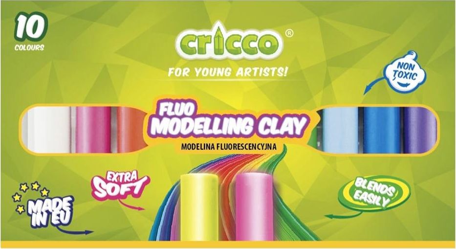Cricco Modelina fluorescencyjna 10 kolorow 331640 (5902884163794) materiāli konstruktoriem