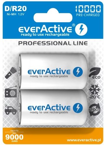 everActive R20/D Ni-MH 10000 mAh ready to use Baterija