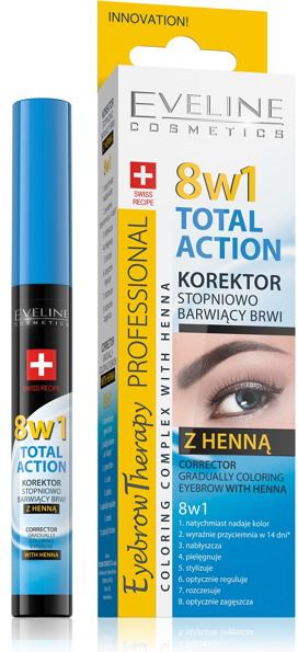 Eveline Eyebrow Professional Korektor do brwi z henna Total Action 8w1 10ml 080568 (5901761910568) ēnas