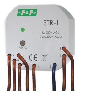 F&F Sterownik rolet dwuprzyciskowy 1,5A AC-3 230V 0-10min STR-1 STR-1 (5908312593300)