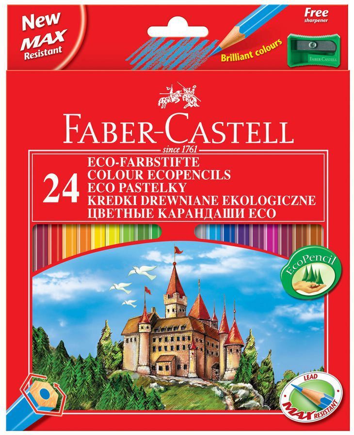 FABER CASTELL Kredki olowkowe 24 kolory Eco z temperowka - WIKR-1012491