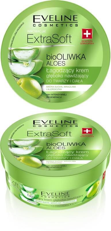 Eveline Extra Soft bio Oliwka i Aloes Lagodzacy krem gleboko nawilzajacy do twarzy i ciala 175ml 085353 (5901761965353) kosmētika ķermenim