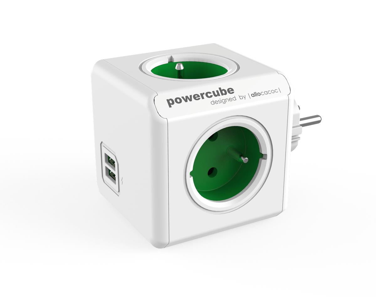 PowerCube Original 2202GN/FROUPC (green color) elektrības pagarinātājs