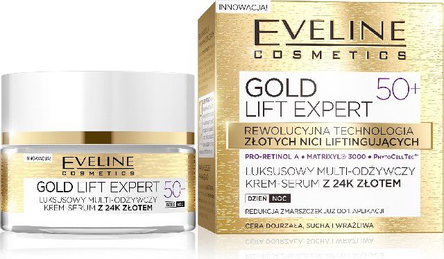 Eveline Gold Lift Expert 50+ Krem-serum multi-odzywczy na dzien i noc 50ml 081944 (5901761941944) kosmētika ķermenim