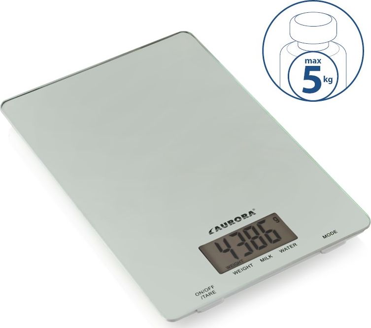 Kitchen Scale Aurora AU4300 (Max 5kg) white, glass virtuves svari