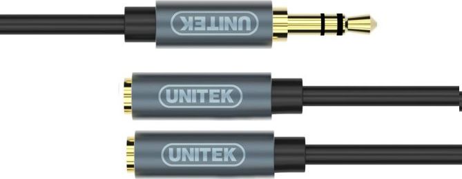 Unitek Cable miniJack 3,5mm (M) - 2x 3,5mm (F); Y-C956ABK kabelis, vads