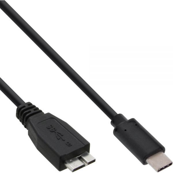 Kabel USB InLine USB C -> USB Micro-B (M/M) Black 1m (35721) USB kabelis