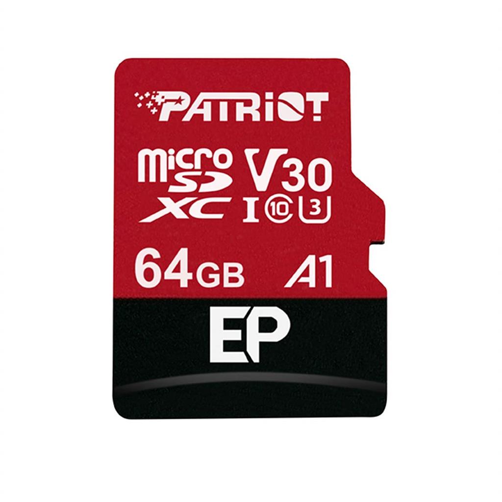 Patriot EP Series 64GB MICRO SDXC V30, up to 100MB/s atmiņas karte