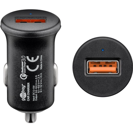 Goobay Quick Charge QC3.0 USB car fast charger USB 2.0 Female (Type A), Cigarette lighter Male iekārtas lādētājs