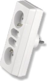 Jonex Plug splitter 2x2P + Z + 2xEuro white R-472 elektrības pagarinātājs