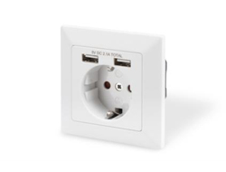 DIGITUS Steckdose (250V 50Hz) mit 2 USB-Ports (5V 2.1A) weis