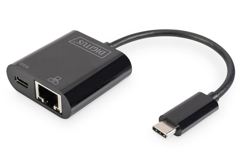 DIGITUS USB Type-C Gigabit Ethernet Adapter, PD Unterstut. adapteris